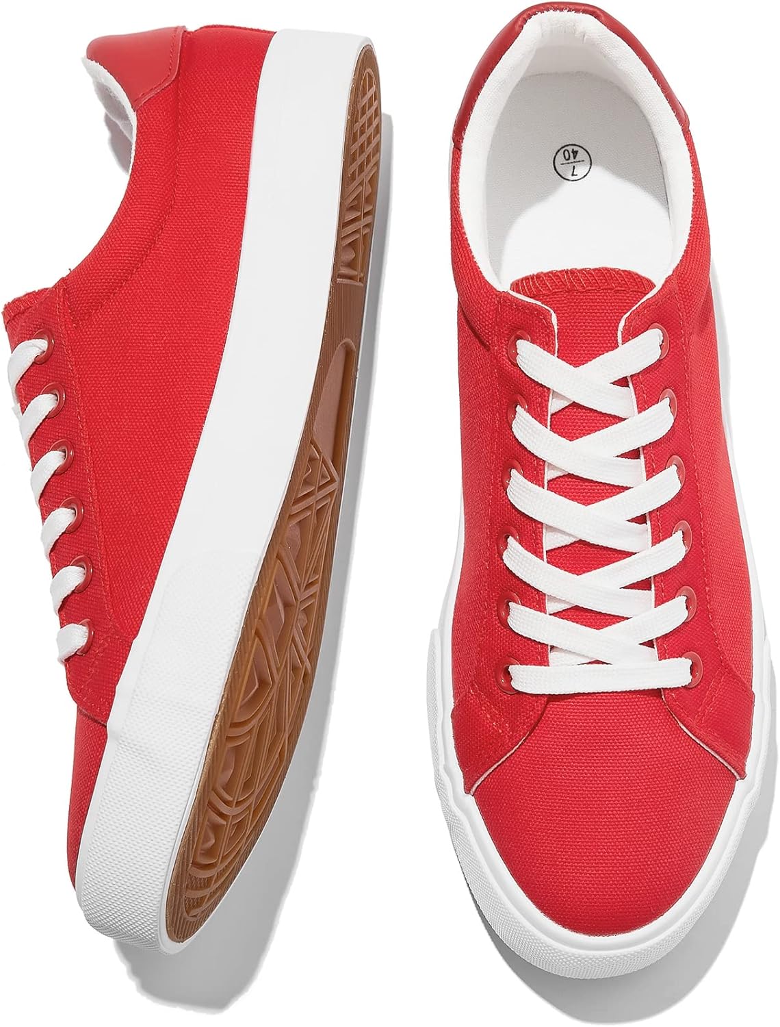 FRACORA Mens Canvas Shoes White Black Sneakers Low Top Lace Up Casual Shoes