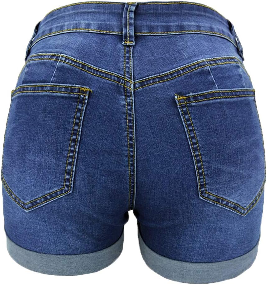 Weigou Women Jean Short Ripped Hot Shorts Comfy Stretchy Women Fringed Denim Shorts